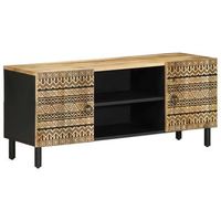 mueble de tv madera maciza de mango rugosa negro 105x335x46 cm vidaxl