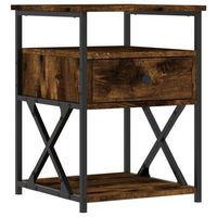 mesita de noche 42x40x55 cm madera trabajada y hierro - marron