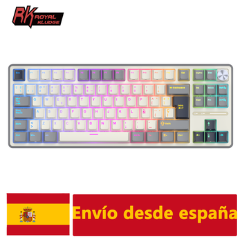 Teclado Mecánico con Cable RK Royal Kludge R87Pro Español, 87 Teclas, Perilla Metálica, Teclas PBT Intercambiables en Caliente, Teclado Gamer RGB