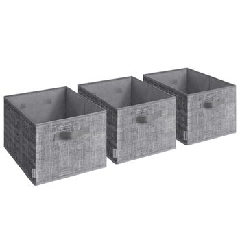3 cajas de almacenaje plegables de tela de color gris