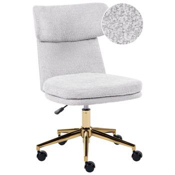 Silla De Oficina De Bouclé Sin Brazos Giratoria Con Ajuste De Altura Gris Claro Granby