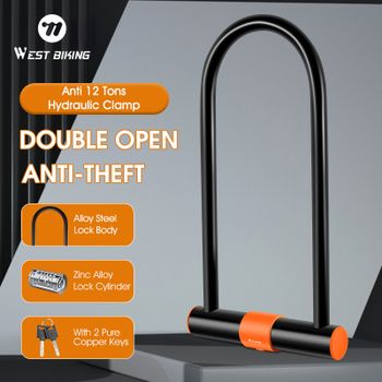 Candado en U para Bicicleta WEST BIKING, Resistente, de Acero al Carbono Endurecido, Antirrobo, Núcleo de Aleación de Zinc Clase C, Impermeable, a Prueba de Polvo, con Soporte de Montaje para