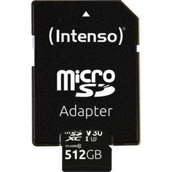 Tarjeta de memoria Intenso 3433493 microSDXC 512 GB UHS-I Clase 10 U3 V30 con adaptador SD