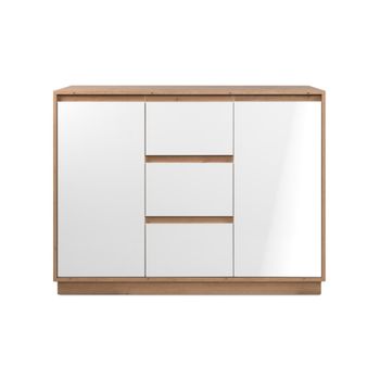 Aparador 2 puertas y 3 cajones l117 cm - roble y blanco