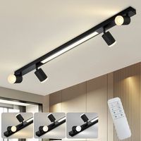 plafon led regulable 4 bombillas negras 38w con mando a distancia 3000k-6500k orientable 350 zmh