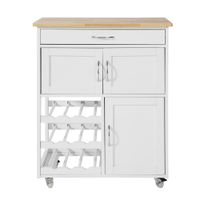 carrito de cocina con 3 puertas y 1 cajon madera blanco