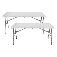 pack 2 mesas plegables portatiles resina 150cm blanco thinia home