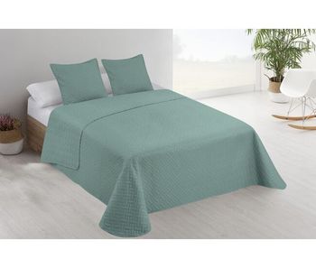 Colcha lisa + cojines acolchada belmonte cama 135 verde 235x260cm