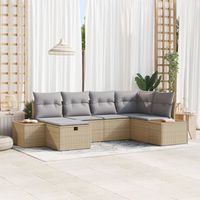 juego de sofa de jardin de 6 piezas con cojines beige de rattan poliester v8352 unico  beige