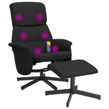 Sillón Reclinable De Masaje | Sillón De Salón | Silla Con Reposapiés Tela Negro