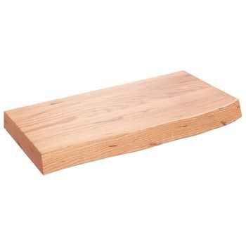 Encimera Baño Madera Maciza Tratada Marrón Claro 60x30x(2-6) Cm