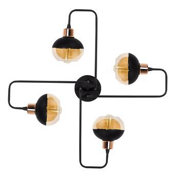 Lámpara De Techo Ani-n-372 Cobre Negro Hierro Vidrio Diámetro 72x22 Cm