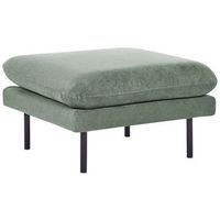otomana moderna reposapies cuadrado acolchado patas de metal negras tela verde vinterbro