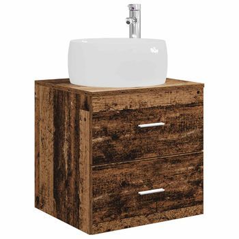 Vanidad Con Lavabo De Pared Madera Envejecida Vidaxl