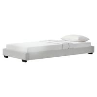 corium cama individual - tapizado en piel sintetica - 90 x 200 cm - somier moderno con listones para cama - blanco