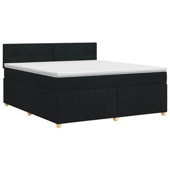 Cama Tapizada 202x182x88 Cm Tejido - Negro
