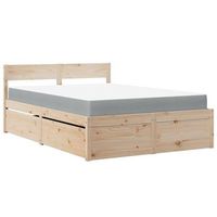 cama con cajones y colchon madera maciza de pino 120x190 cm