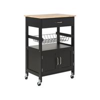 carrito de cocina negro madera clara cajon armario estante ruedas cocina lugo