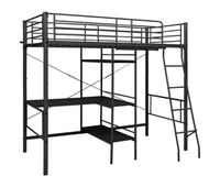 estructura de litera con mesa de metal negro 90x200 cm