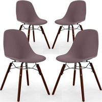 sillas de comedor - diseno escandinavo - patas de madera oscura - pack de 4 - skogur topo