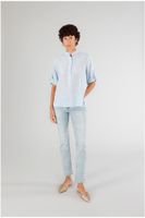 blusa mezcla de seda escote serafin light blu s