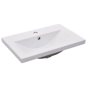Lavabo De Baño Moderno | Lavabo Encastrado De Cerámica Blanco 61x39,5x18,5 Cm