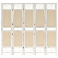 biombo separador de ambientes 5 paneles 175 x 165 cm crema tela y mdf dec030968