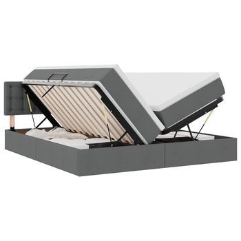 Cama Con Almacenamiento Con Colchón Gris Oscuro 200 X 200 Cm Vidaxl