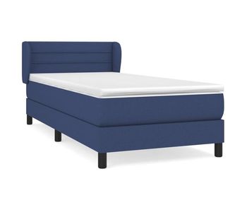 Cama box spring con colchón tela azul 90x200 cm rayas horizontales