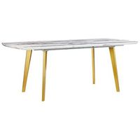 mesa de comedor efecto marmol mdf patas de hierro dorado tapa extensible rectangular 160200 x 90 cm diseno moderno mosby