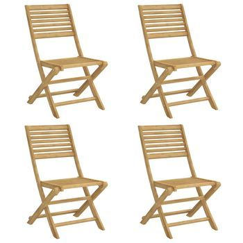 Pack 4 Uds Sillas De Jardín | Silla De Exterior | Sillón Plegables Madera Acacia 48,5x61,5x87 Cm