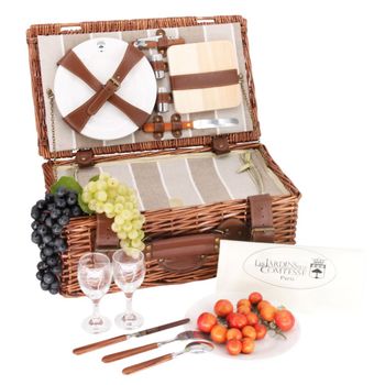 Cesta de picnic amboise marrón y gris para 2 personas