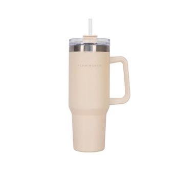 Botella térmica con pajita acero inoxidable 1,18 litros beige