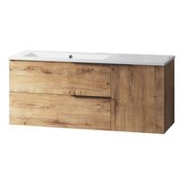 kibath mueble de bano con lavabo tribu 100x45 cm acabado roble ostippo mate 2 cajones suspendido