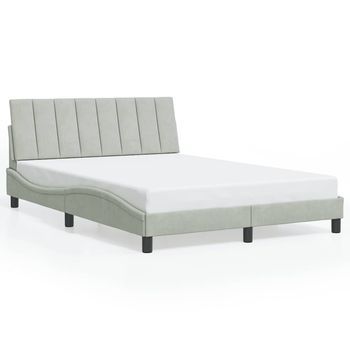 Estructura De Cama Sin Colchón Hanko Terciopelo Gris Claro 120x200 Cm Vidaxl