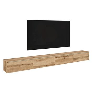 Mueble De Tv Lowboard D 300 Cm, Mueble De Televisión, Mueble De Salón, Iluminación Led Incluida, Color Wotan
