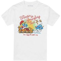 the smurfs camiseta winter is smurfing fast para mujer