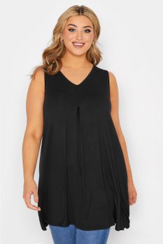 Top Negro Con Vuelo Sin Mangas, Mujer Curvy Y Tallas Grandes, Yours