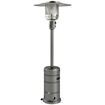 Outsunny Estufa de Gas Butano Portátil 13 KW con Sistema Antivuelco Encendido Piezoeléctrico y Ruedas 82x82x222 cm Gris