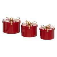 cajas redondas de metal rojo x3