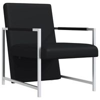 sillon con patas cromadas cuero sintetico negro vidaxl