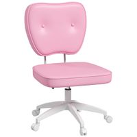 vinsetto silla de oficina giratoria tapizada en pu con altura ajustable sin brazos carga 120 kg 46x59x82-92 cm rosa