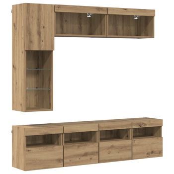 Mueble De Tv 7 Uds. Roble Artisan Madera De Ingeniería Vidaxl