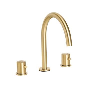Grifo Mezclador Para Lavabo De Latón Dos Mandos Accesorios De Baño Plateado Dorado