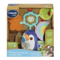 juguete de peluche sensorial vtech baby titouan toucan con anillo para carrito multicolor