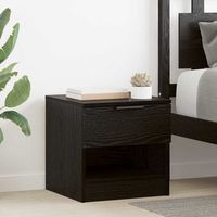 mueble cama - mesita de noche - madera de ingenieria - roble negro 40x39x40cm