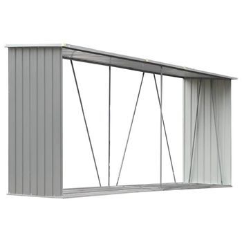 Casetilla Para Leña Acero Galvanizado Gris 330x84x152 Cm Vidaxl