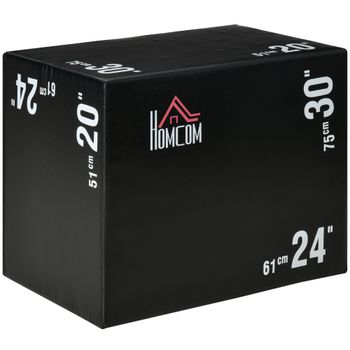 HOMCOM Caja Pliométrica 3 en 1 para Ejercicios de Salto con Cremallera y 3 Alturas Diferentes Carga 120 kg 75x51x61 cm Negro   Aosom España