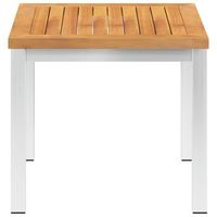 mesa auxiliar  mesa de apoyo jardin  mesa de exterior madera acacia acero inoxidable 45x45x38cm