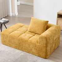 canape chaiselongue suave con cojines y bolsillos laterales amarillo moderno